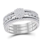 Splendid Jewellery 10kt White Gold Round Diamond Cluster Bridal Wedding Ring Set - Splendid Jewellery