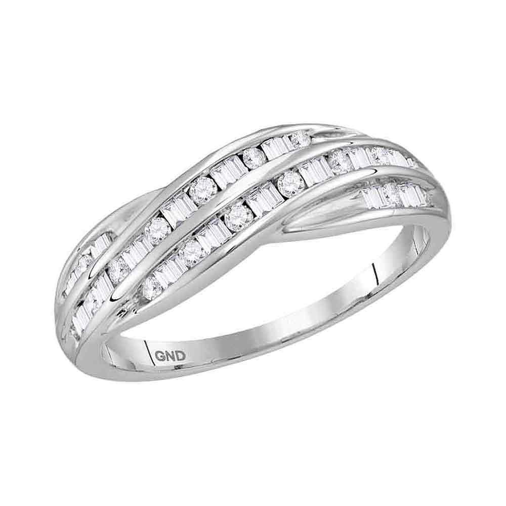 Splendid Jewellery 10kt White Gold Women's Diamond Crossover Band Ring - Splendid Jewellery