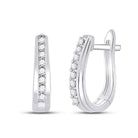 Splendid Jewellery 10kt White Gold Womens Diamond Oblong Hoop Earrings - Splendid Jewellery