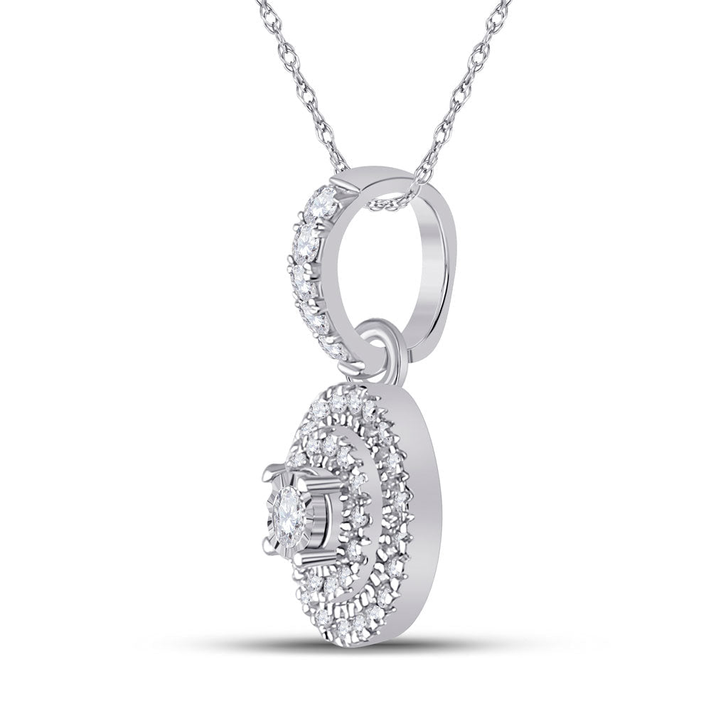 Splendid Jewellery 10kt White Gold Womens Round Diamond Circle Pendant - Splendid Jewellery
