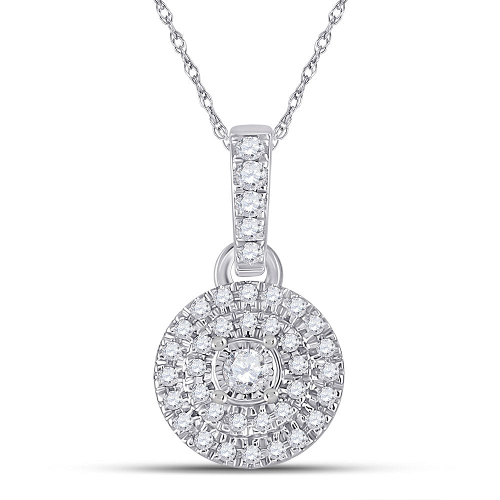 Splendid Jewellery 10kt White Gold Womens Round Diamond Circle Pendant - Splendid Jewellery