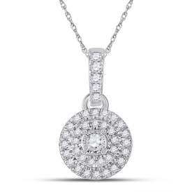 Splendid Jewellery 10kt White Gold Womens Round Diamond Circle Pendant - Splendid Jewellery