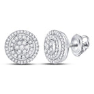 Splendid Jewellery 10kt White Gold Womens Round Diamond Concentric Circle Cluster Earrings - Splendid Jewellery