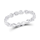 Splendid Jewellery 10kt White Gold Womens Round Diamond S - Shape Stackable Band Ring - Splendid Jewellery