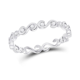 Splendid Jewellery 10kt White Gold Womens Round Diamond S - Shape Stackable Band Ring - Splendid Jewellery