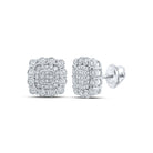 Splendid Jewellery 10kt White Gold Womens Round Diamond Square Earrings - Splendid Jewellery
