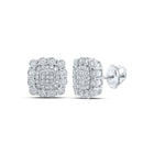 Splendid Jewellery 10kt White Gold Womens Round Diamond Square Earrings - Splendid Jewellery