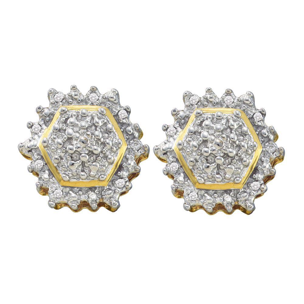 Splendid Jewellery 10kt Yellow Gold Diamond Hexagon Cluster Earrings - Splendid Jewellery