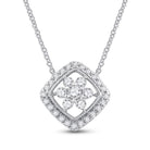 Splendid Jewellery 14kt White Gold Diamond Offset Square Cluster Pendant Necklace - Splendid Jewellery