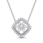 Splendid Jewellery 14kt White Gold Diamond Offset Square Cluster Pendant Necklace - Splendid Jewellery