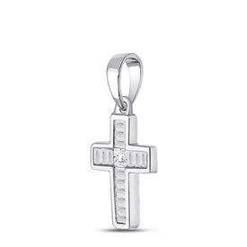 Splendid Jewellery Diamond Cross Pendant | 10kt White Gold Womens Princess Diamond Cross Pendant 1/3 Cttw - Splendid Jewellery