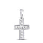 Splendid Jewellery Diamond Cross Pendant | 10kt White Gold Womens Princess Diamond Cross Pendant 1/3 Cttw - Splendid Jewellery