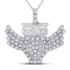 Splendid Jewellery: Diamond Owl Bird Pendant in 10kt White Gold with 1/4 Cttw of Diamonds - Splendid Jewellery