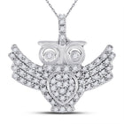 Splendid Jewellery: Diamond Owl Bird Pendant in 10kt White Gold with 1/4 Cttw of Diamonds - Splendid Jewellery