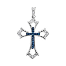 Load image into Gallery viewer, Splendid Jewellery Sterling Silver Blue Diamond Cross Pendant - Splendid Jewellery