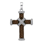 Splendid Jewellery Sterling Silver Brown Diamond Cross Pendant - Splendid Jewellery