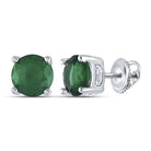 Splendid Jewellery Sterling Silver Lab - Created Emerald Solitaire Stud Earrings - Splendid Jewellery