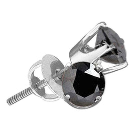 Splendid Jewellery Sterling Silver Unisex Black Diamond Solitaire Earrings - Splendid Jewellery