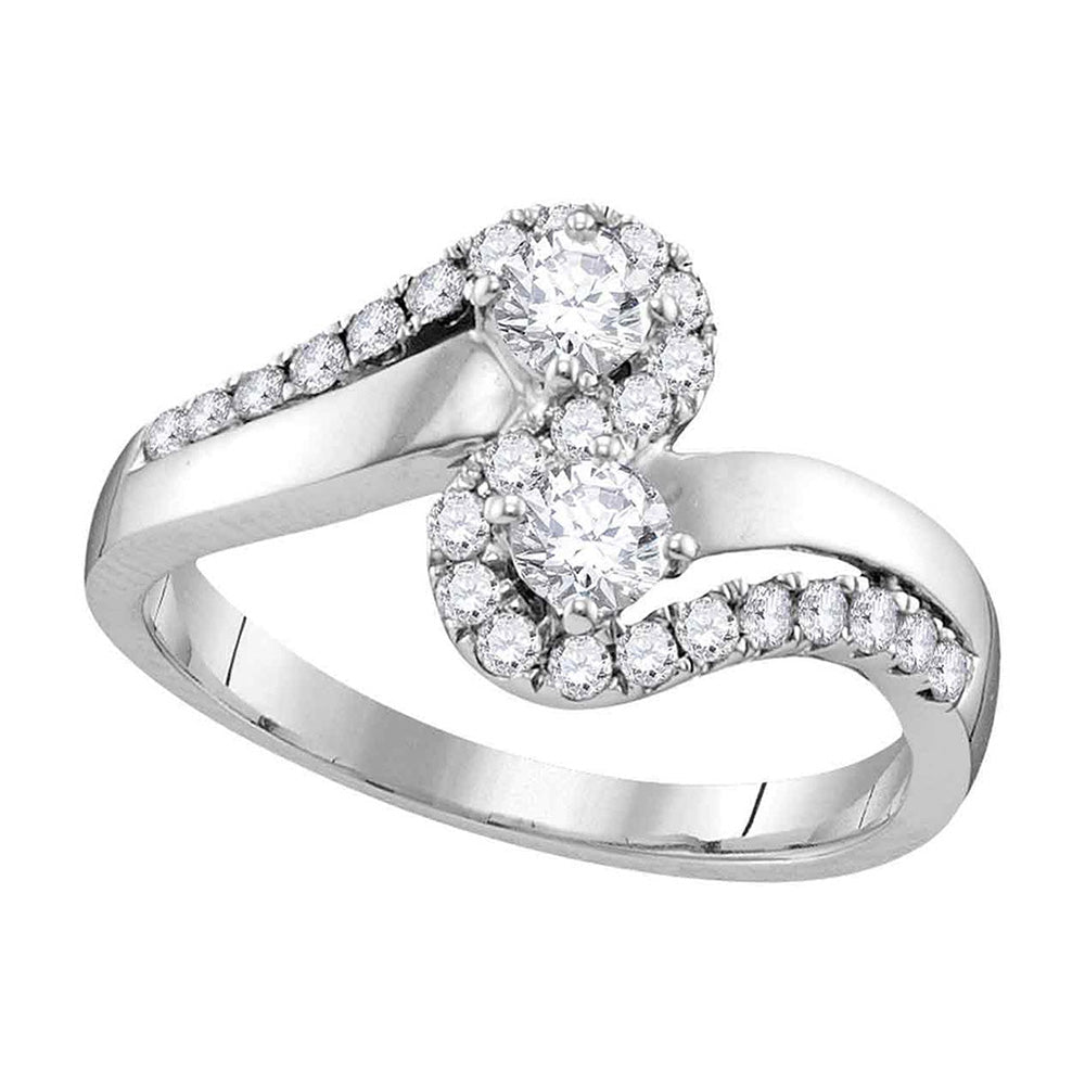 Splendid Jewellery's Eternal Love 10kt White Gold Round Diamond 2 - stone Bridal Wedding Engagement Ring - Splendid Jewellery