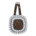 Square Frame Brown and Blue Diamond Pendant - 1/2 Cttw White Gold Fashion Necklace - Splendid Jewellery