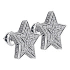 Stellar Sparkle: Sterling Silver Men's Round Diamond Star Cluster Stud Earrings 1/10 Cttw - Splendid Jewellery