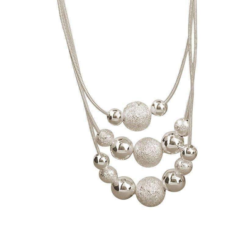 Sterling Silver 3 Layers Beads Pendant Necklace Splendid Jewellery