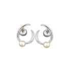 Sterling silver C shape pearl Hoop Earrings - Splendid Jewellery