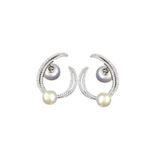 Load image into Gallery viewer, Sterling silver C shape pearl Hoop Earrings - Splendid Jewellery