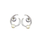 Sterling silver C shape pearl Hoop Earrings - Splendid Jewellery