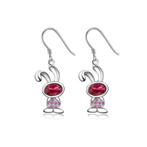 Sterling Silver Cute Small Rabbit Pink Cubic Zirconia Earrings Splendid Jewellery