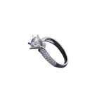 Sterling Silver Engrave Solitaire Topaz Simulated Diamond Flower Ring - Splendid Jewellery