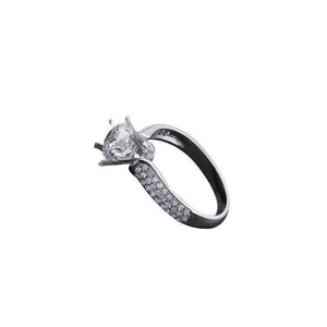 Sterling Silver Engrave Solitaire Topaz Simulated Diamond Flower Ring Splendid Jewellery