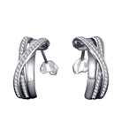 Sterling Silver Entwined with Clear Cubic Zirconia Earrings - Splendid Jewellery