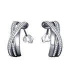Sterling Silver Entwined with Clear Cubic Zirconia Earrings - Splendid Jewellery