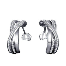 Load image into Gallery viewer, Sterling Silver Entwined with Clear Cubic Zirconia Earrings Splendid Jewellery