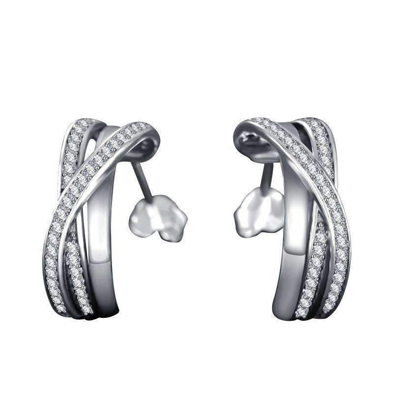 Sterling Silver Entwined with Clear Cubic Zirconia Earrings Splendid Jewellery