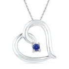 Sterling Silver Heart Pendant with Lab Blue Sapphire Birthstone Splendid Jewellery