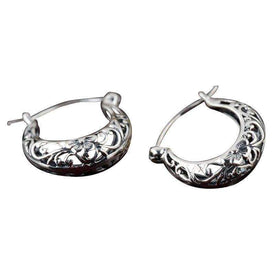 Sterling silver hollow flower retro earrings - Splendid Jewellery