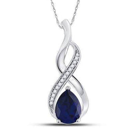 Sterling Silver Infinity Pendant lab blue Sapphire birthstone with diamonds - Splendid Jewellery