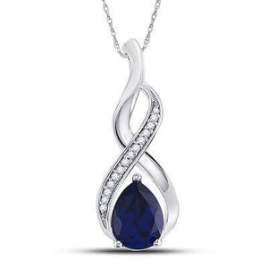 Sterling Silver Infinity Pendant lab blue Sapphire birthstone with diamonds Splendid Jewellery
