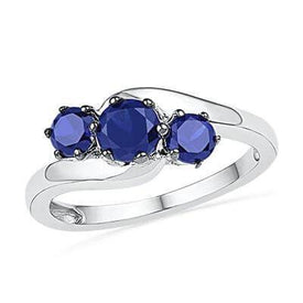 Sterling Silver Lab Blue Sapphire Birthstone Ring - Splendid Jewellery