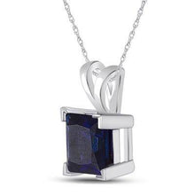 Load image into Gallery viewer, Sterling Silver Lab-created Blue Sapphire Solitaire Pendant Splendid Jewellery