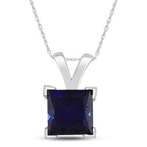 Sterling Silver Lab-created Blue Sapphire Solitaire Pendant Splendid Jewellery