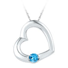 Sterling Silver Lab - Created Blue Topaz Heart Pendant - Symbol of Love - Splendid Jewellery