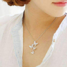 Load image into Gallery viewer, Sterling Silver Long Zircon Butterfly Pendant Necklace - Splendid Jewellery
