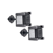 Load image into Gallery viewer, Sterling Silver Men's Black Diamond 3D Cube Stud Earrings - Striking Onyx Brilliance - Splendid Jewellery