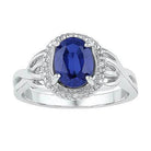 Sterling Silver Sapphire birthstone with Solitaire Diamond Ring - Splendid Jewellery