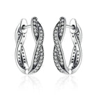 Sterling Silver Twist Of Fate Stud Earrings with Clear Cubic Zirconia - Splendid Jewellery