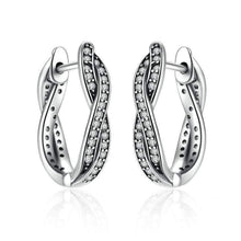 Load image into Gallery viewer, Sterling Silver Twist Of Fate Stud Earrings with Clear Cubic Zirconia - Splendid Jewellery