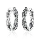 Sterling Silver Twist Of Fate Stud Earrings with Clear Cubic Zirconia - Splendid Jewellery